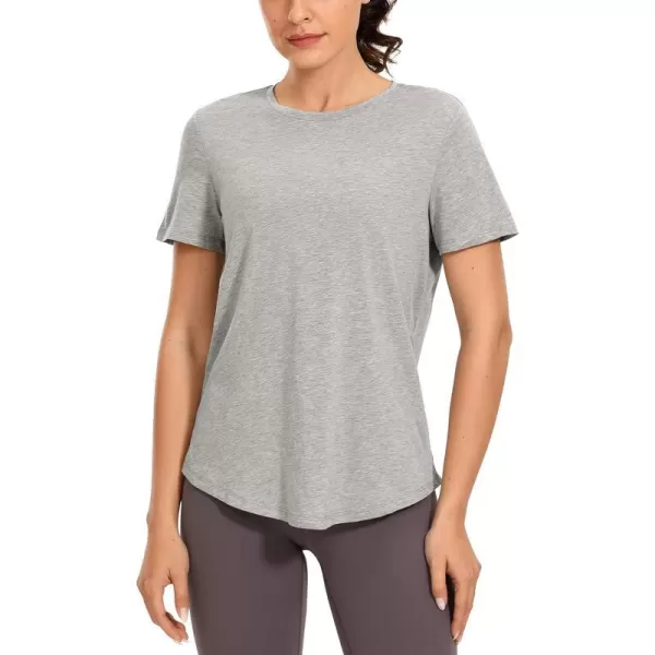 CRZ YOGA womens Short SleeveHeathered Medium Grey