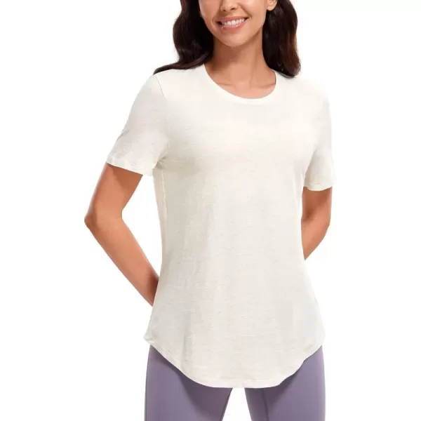 CRZ YOGA womens Short SleeveIce GreyWhite