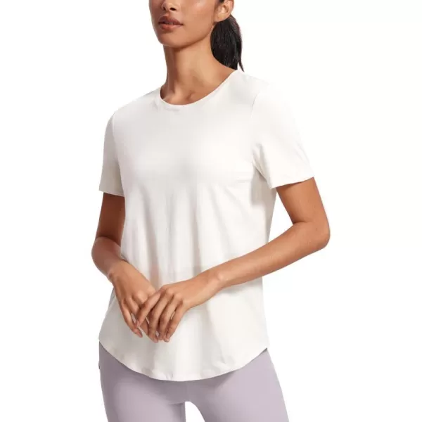 CRZ YOGA womens Short SleeveMilky White Bone