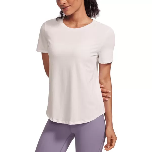 CRZ YOGA womens Short SleeveWhite Apricot