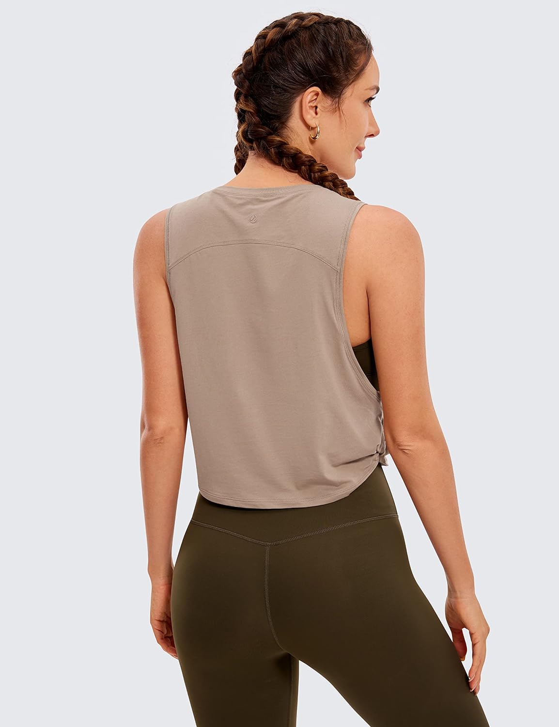 CRZ YOGA Pima Cotton Cropped Tank Tops for Women  Sleeveless Sports Shirts Athletic Yoga Running Gym Workout Crop TopsMortar Color