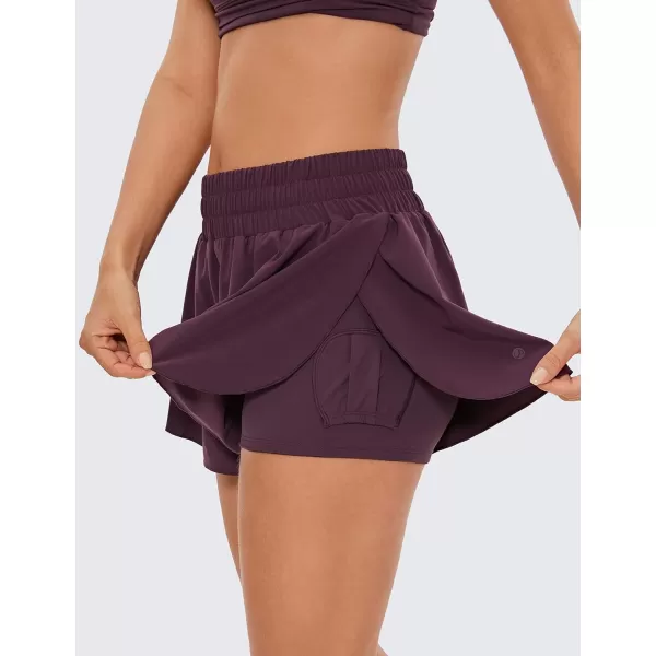 CRZ YOGA 2 in 1 Flowy Running Shorts for Women High Waisted Quick Dry Athletic Gym Lounge Workout Shorts Cute Tennis SkirtsArctic Plum