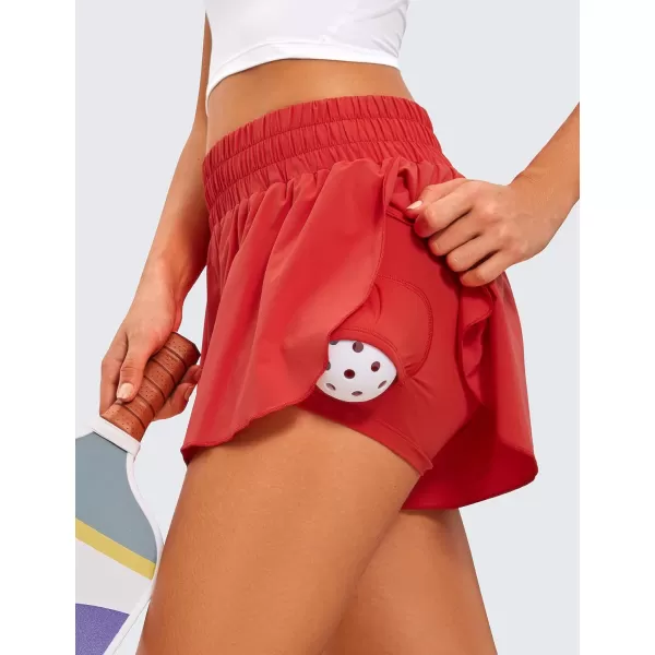 CRZ YOGA 2 in 1 Flowy Running Shorts for Women High Waisted Quick Dry Athletic Gym Lounge Workout Shorts Cute Tennis SkirtsDark Red