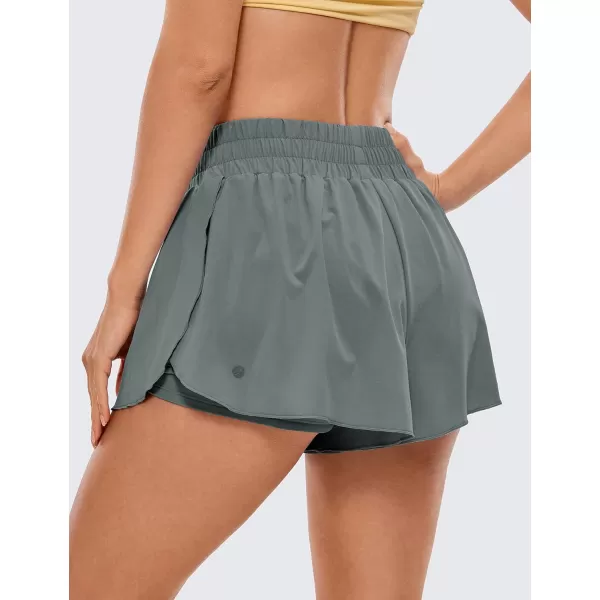 CRZ YOGA 2 in 1 Flowy Running Shorts for Women High Waisted Quick Dry Athletic Gym Lounge Workout Shorts Cute Tennis SkirtsGrey Sage