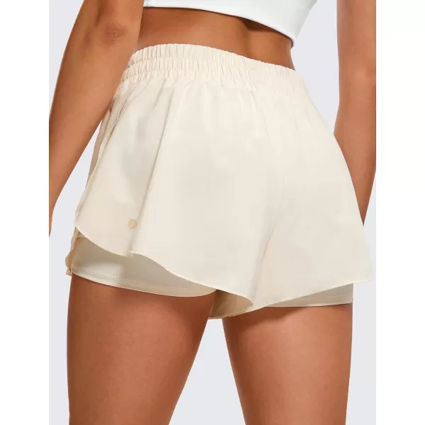 CRZ YOGA 2 in 1 Flowy Running Shorts for Women High Waisted Quick Dry Athletic Gym Lounge Workout Shorts Cute Tennis SkirtsWhite Apricot