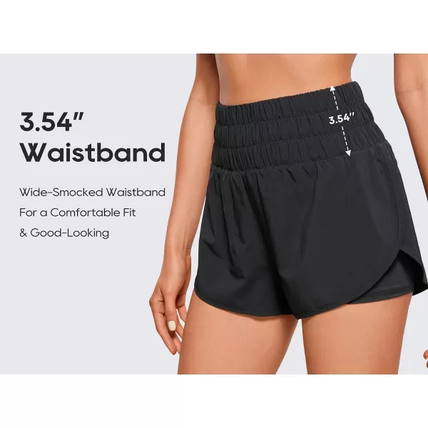 CRZ YOGA 2 in 1 High Waisted Running Shorts for Women 3  Split Breathable Athletic Tennis Gym Workout Shorts with PocketBlack