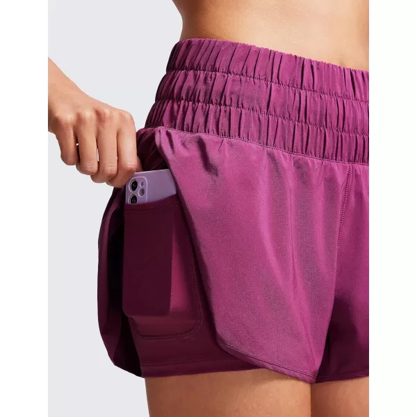 CRZ YOGA 2 in 1 High Waisted Running Shorts for Women 3  Split Breathable Athletic Tennis Gym Workout Shorts with PocketMagenta Purple