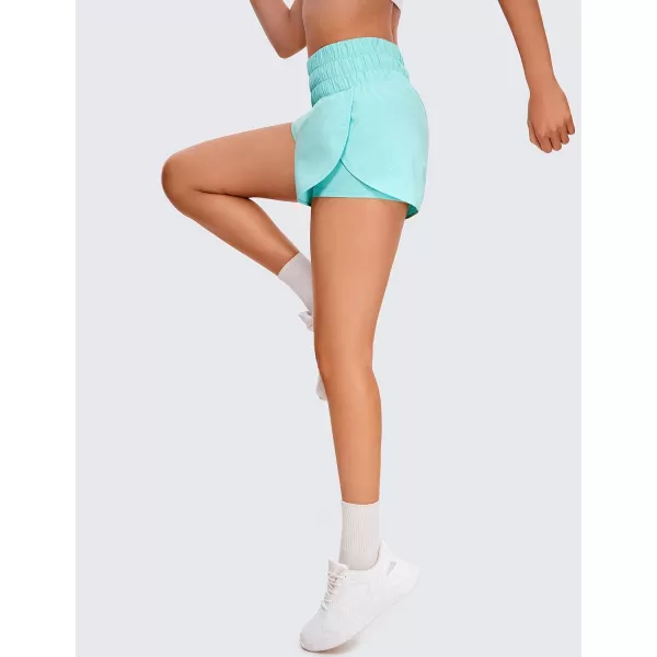 CRZ YOGA 2 in 1 High Waisted Running Shorts for Women 3  Split Breathable Athletic Tennis Gym Workout Shorts with PocketTurquoise