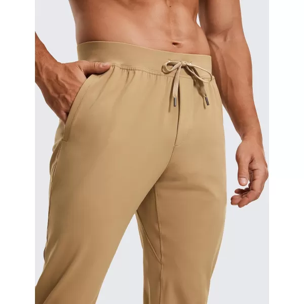 CRZ YOGA 4Way Stretch Athletic Pants for Men 30 Workout Lounge Casual Work Jogger Pants with Zip PocketKhaki Sand