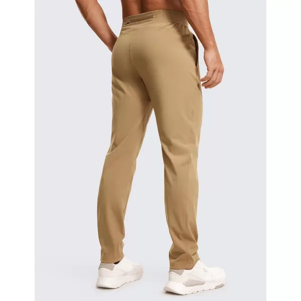 CRZ YOGA 4Way Stretch Athletic Pants for Men 30 Workout Lounge Casual Work Jogger Pants with Zip PocketKhaki Sand