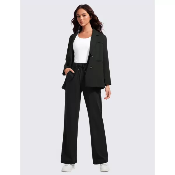 CRZ YOGA 4Way Stretch Casual Pants for Womens 305 Straight Wide Leg Lounge Dress Work Pants Sweatpants with PocketsBlack