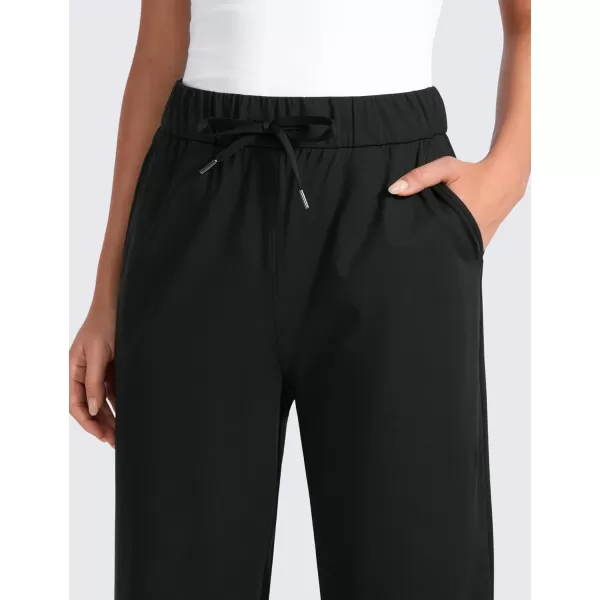 CRZ YOGA 4Way Stretch Casual Pants for Womens 305 Straight Wide Leg Lounge Dress Work Pants Sweatpants with PocketsBlack