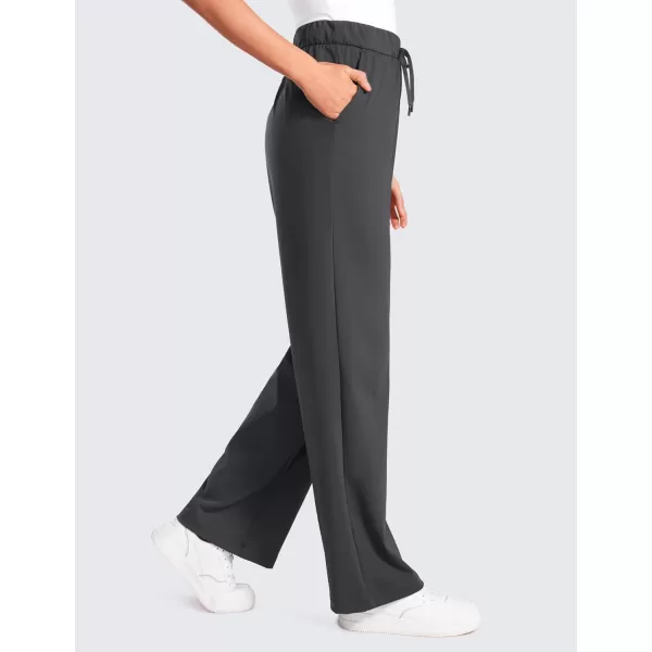 CRZ YOGA 4Way Stretch Casual Pants for Womens 305 Straight Wide Leg Lounge Dress Work Pants Sweatpants with PocketsInk Gray