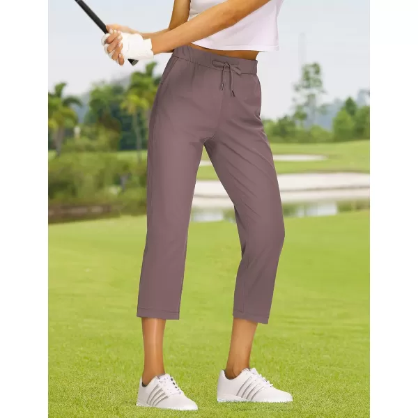 CRZ YOGA 4Way Stretch Golf Capri Pants for Women 23 Casual Yoga Dress Work Capris with Pockets Workout Athletic TravelAntique Bark