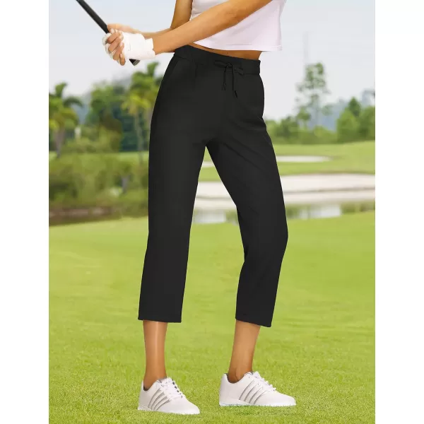 CRZ YOGA 4Way Stretch Golf Capri Pants for Women 23 Casual Yoga Dress Work Capris with Pockets Workout Athletic TravelBlack