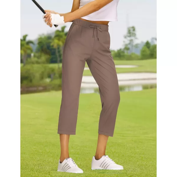 CRZ YOGA 4Way Stretch Golf Capri Pants for Women 23 Casual Yoga Dress Work Capris with Pockets Workout Athletic TravelMineral Brown