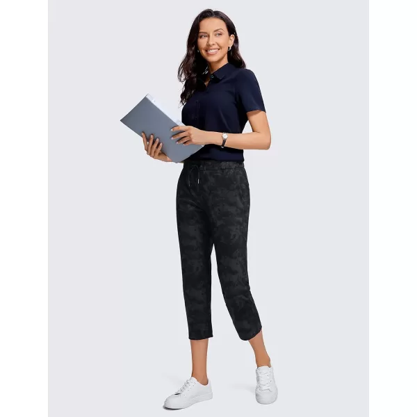 CRZ YOGA 4Way Stretch Golf Capri Pants for Women 23 Casual Yoga Dress Work Capris with Pockets Workout Athletic TravelTie Dye Smoke Ink