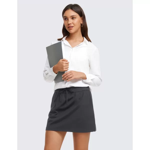 CRZ YOGA 4Way Stretch Skirts for Women High Waisted Work Casual Golf Tennis Skirt Skorts with 5 PocketsInk Gray