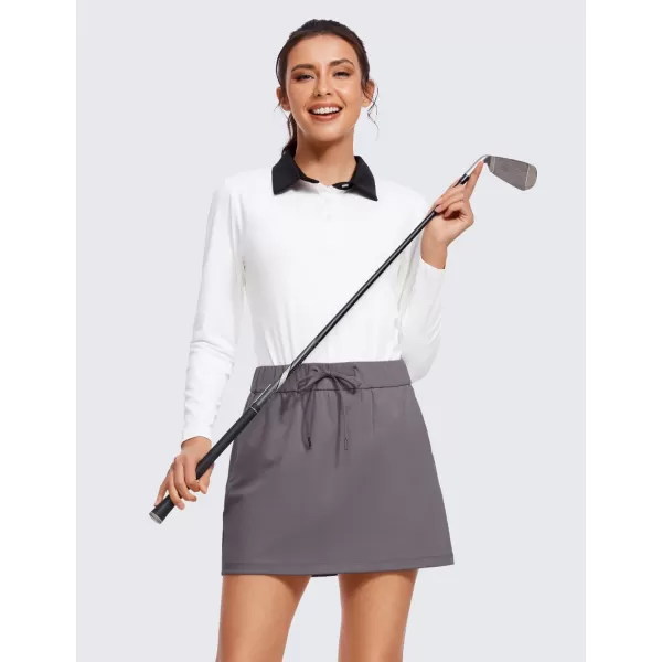 CRZ YOGA 4Way Stretch Skirts for Women High Waisted Work Casual Golf Tennis Skirt Skorts with 5 PocketsTornado Grey