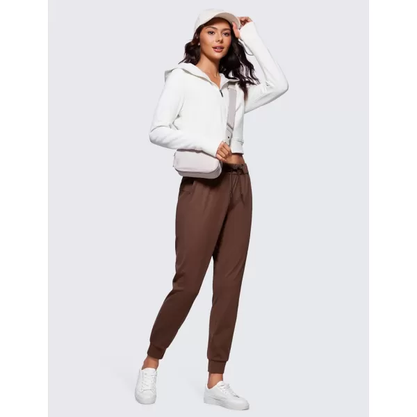 CRZ YOGA 4Way Stretch Workout Joggers for Women 28  Casual Travel Pants Lounge Athletic Sweatpants with PocketsCoffee Brown