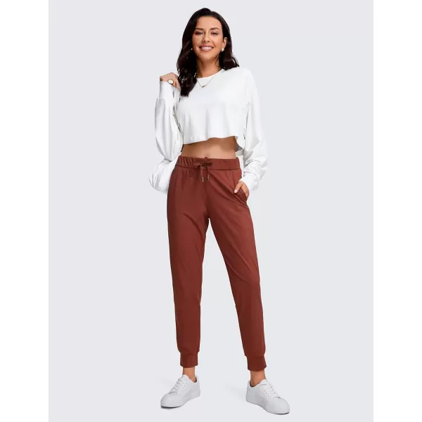 CRZ YOGA 4Way Stretch Workout Joggers for Women 28  Casual Travel Pants Lounge Athletic Sweatpants with PocketsThe Cognac Brown