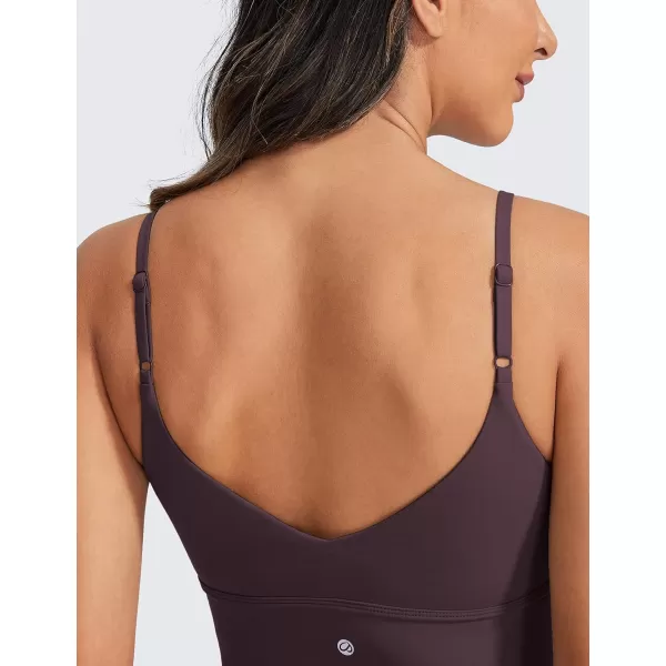 CRZ YOGA Adjustable Longline Sports Bra for Women  V Back Wireless Workout Padded Yoga Bra Cropped Tank Tops CamisoleArctic Plum