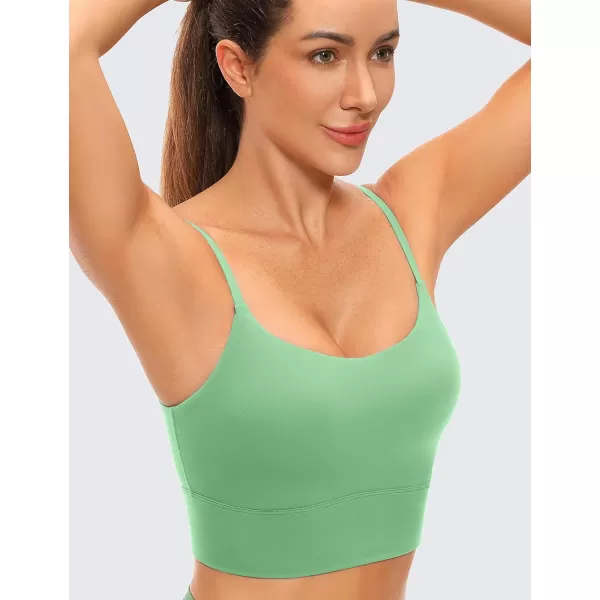 CRZ YOGA Adjustable Longline Sports Bra for Women  V Back Wireless Workout Padded Yoga Bra Cropped Tank Tops CamisoleBasil Green