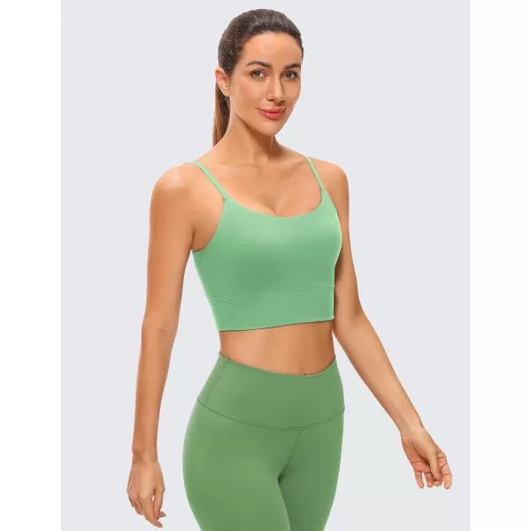 CRZ YOGA Adjustable Longline Sports Bra for Women  V Back Wireless Workout Padded Yoga Bra Cropped Tank Tops CamisoleBasil Green