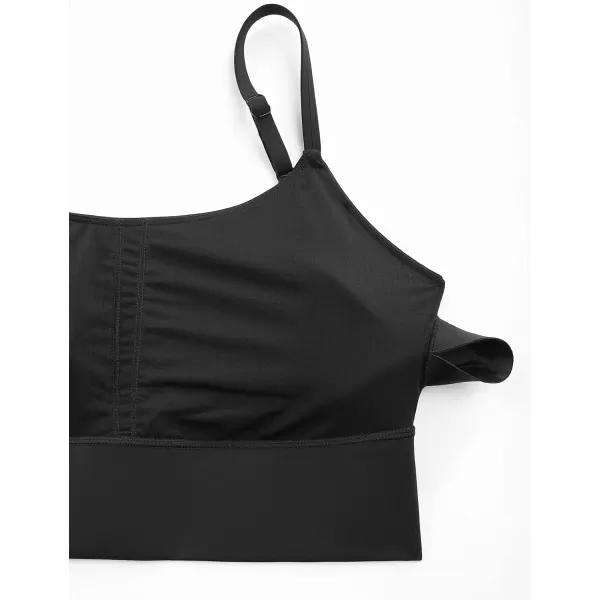 CRZ YOGA Adjustable Longline Sports Bra for Women  V Back Wireless Workout Padded Yoga Bra Cropped Tank Tops CamisoleBlack