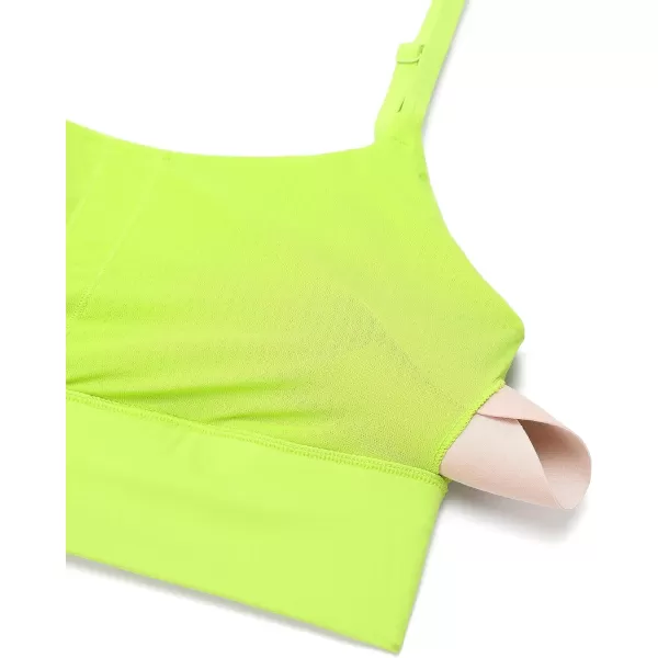 CRZ YOGA Adjustable Longline Sports Bra for Women  V Back Wireless Workout Padded Yoga Bra Cropped Tank Tops CamisoleChartreuse