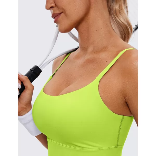 CRZ YOGA Adjustable Longline Sports Bra for Women  V Back Wireless Workout Padded Yoga Bra Cropped Tank Tops CamisoleChartreuse