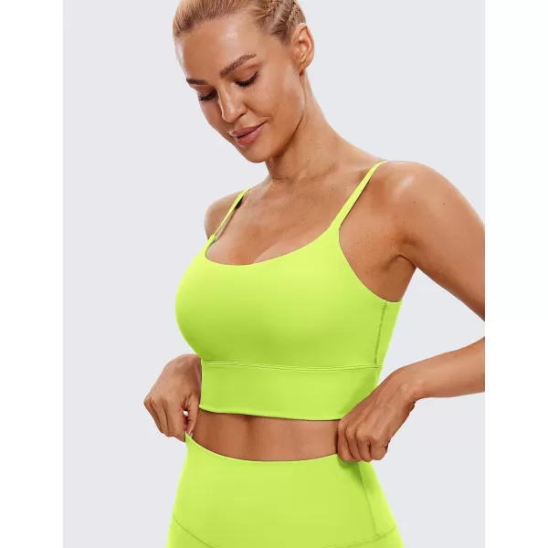 CRZ YOGA Adjustable Longline Sports Bra for Women  V Back Wireless Workout Padded Yoga Bra Cropped Tank Tops CamisoleChartreuse