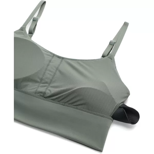 CRZ YOGA Adjustable Longline Sports Bra for Women  V Back Wireless Workout Padded Yoga Bra Cropped Tank Tops CamisoleGrey Sage