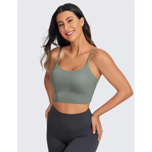CRZ YOGA Adjustable Longline Sports Bra for Women  V Back Wireless Workout Padded Yoga Bra Cropped Tank Tops CamisoleGrey Sage