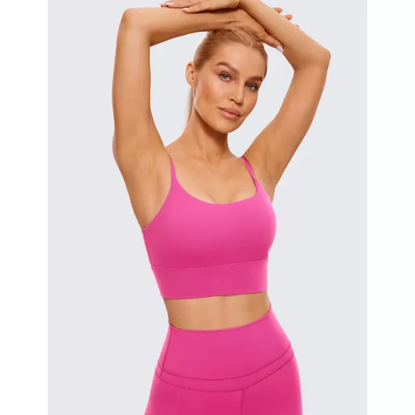 CRZ YOGA Adjustable Longline Sports Bra for Women  V Back Wireless Workout Padded Yoga Bra Cropped Tank Tops CamisoleHibiscus Purple