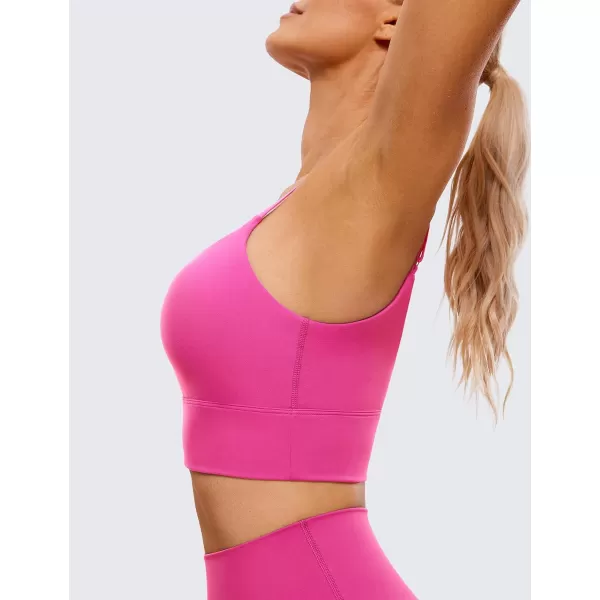 CRZ YOGA Adjustable Longline Sports Bra for Women  V Back Wireless Workout Padded Yoga Bra Cropped Tank Tops CamisoleHibiscus Purple