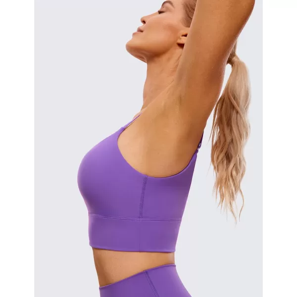CRZ YOGA Adjustable Longline Sports Bra for Women  V Back Wireless Workout Padded Yoga Bra Cropped Tank Tops CamisoleRoyal Lilac