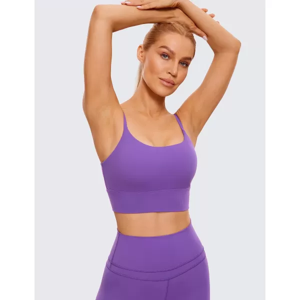 CRZ YOGA Adjustable Longline Sports Bra for Women  V Back Wireless Workout Padded Yoga Bra Cropped Tank Tops CamisoleRoyal Lilac