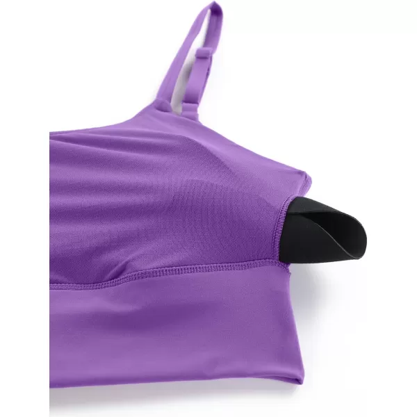 CRZ YOGA Adjustable Longline Sports Bra for Women  V Back Wireless Workout Padded Yoga Bra Cropped Tank Tops CamisoleRoyal Lilac