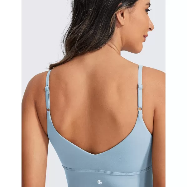 CRZ YOGA Adjustable Longline Sports Bra for Women  V Back Wireless Workout Padded Yoga Bra Cropped Tank Tops CamisoleThe Breeze Blue