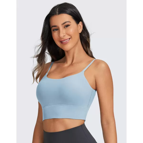 CRZ YOGA Adjustable Longline Sports Bra for Women  V Back Wireless Workout Padded Yoga Bra Cropped Tank Tops CamisoleThe Breeze Blue