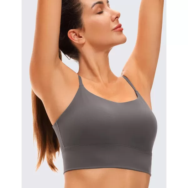 CRZ YOGA Adjustable Longline Sports Bra for Women  V Back Wireless Workout Padded Yoga Bra Cropped Tank Tops CamisoleTornado Grey