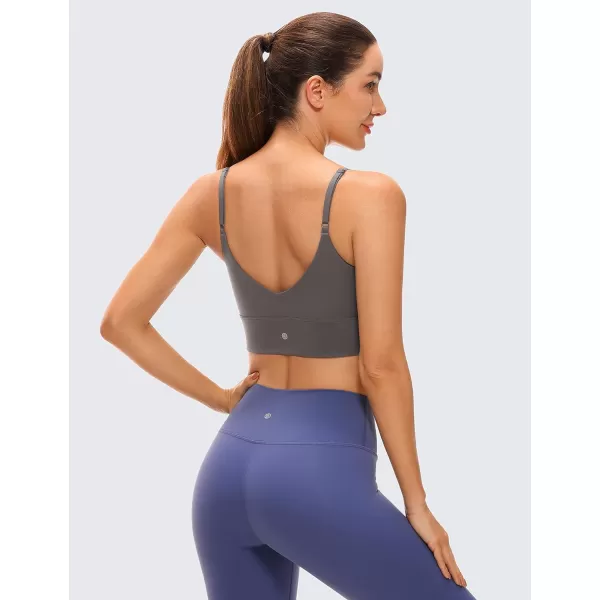 CRZ YOGA Adjustable Longline Sports Bra for Women  V Back Wireless Workout Padded Yoga Bra Cropped Tank Tops CamisoleTornado Grey