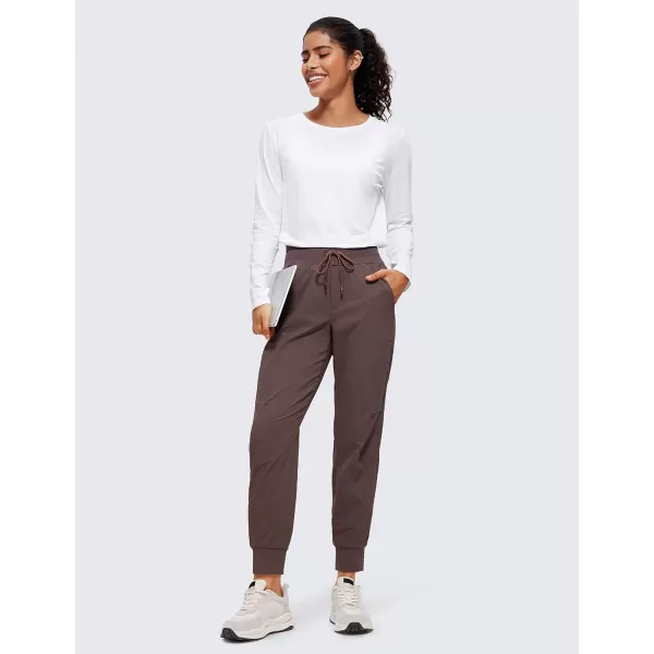 CRZ YOGA Athletic High Waisted Joggers for Women 275  Lightweight Workout Travel Casual Outdoor Hiking Pants with PocketsBrown Rock