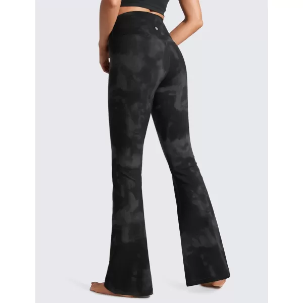 CRZ YOGA Butterluxe Crossover Flare Leggings for Women 31  High Waist V Cross Bootcut Bell Bottoms Tummy Control Yoga Pants31 Height 54  57 Black Tie Dye Flowers