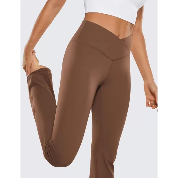 CRZ YOGA Butterluxe Crossover Flare Leggings for Women 31  High Waist V Cross Bootcut Bell Bottoms Tummy Control Yoga Pants31 inches Coffee Brown