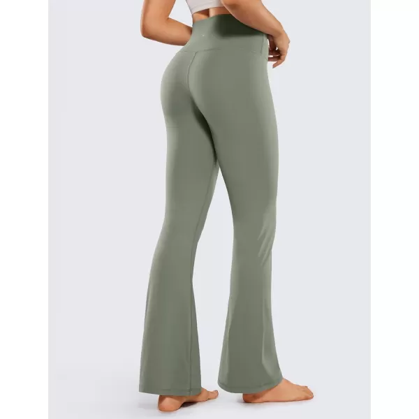 CRZ YOGA Butterluxe Crossover Flare Leggings for Women 31  High Waist V Cross Bootcut Bell Bottoms Tummy Control Yoga Pants31 inches Light Army Green