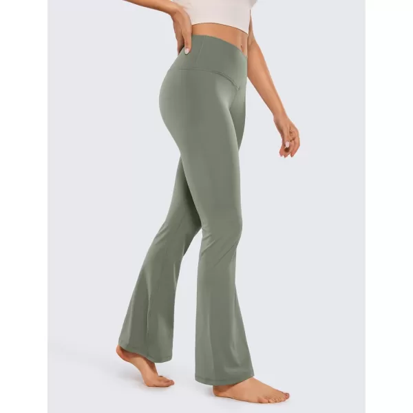 CRZ YOGA Butterluxe Crossover Flare Leggings for Women 31  High Waist V Cross Bootcut Bell Bottoms Tummy Control Yoga Pants31 inches Light Army Green