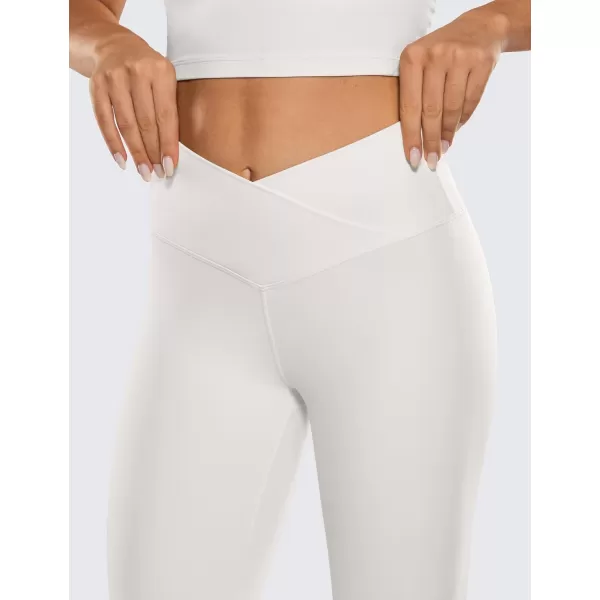 CRZ YOGA Butterluxe Crossover Flare Leggings for Women 31  High Waist V Cross Bootcut Bell Bottoms Tummy Control Yoga Pants31 inches Milky White