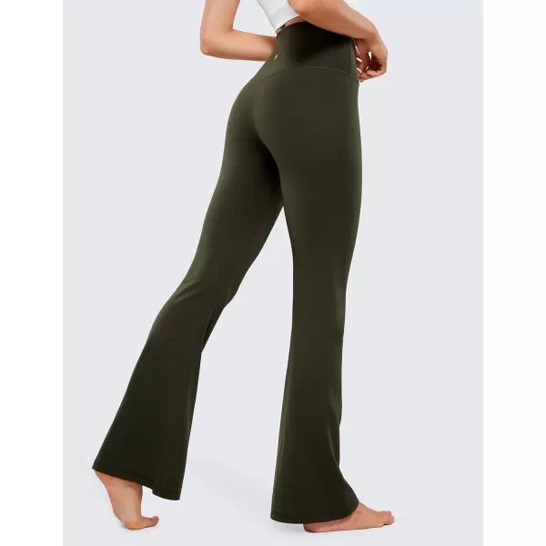 CRZ YOGA Butterluxe Crossover Flare Leggings for Women 31  High Waist V Cross Bootcut Bell Bottoms Tummy Control Yoga Pants31 inches Olive Green